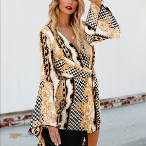 Long sleeve, Deep-V dress